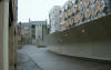 Blast wall with MSP office block behind