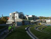 View of tails or branches linking Parliament building to Holyrood Park